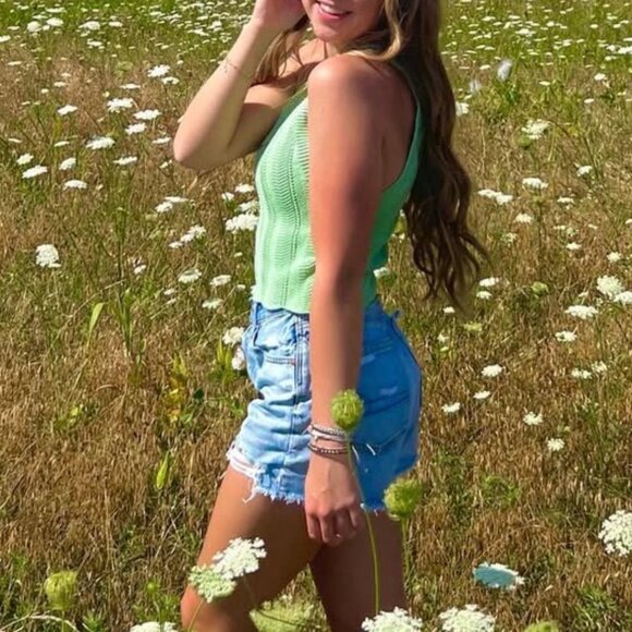 Green Crochet‎ Knit Spring Tank Top - Picture 5 of 5
